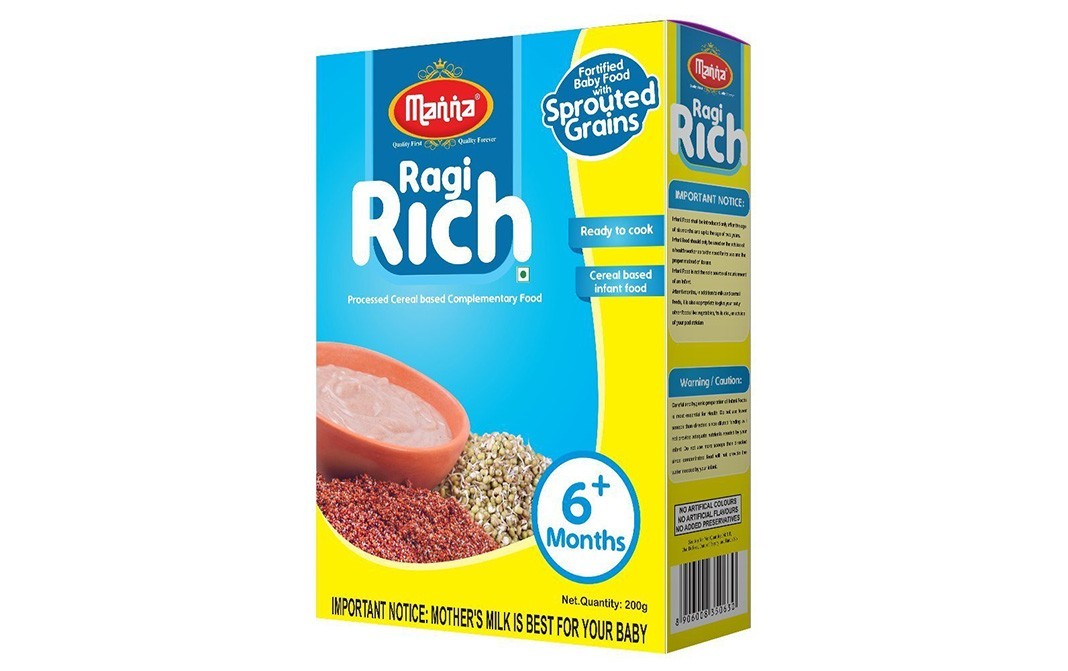 Manna Ragi Rich, 6+ Months   Box  200 grams